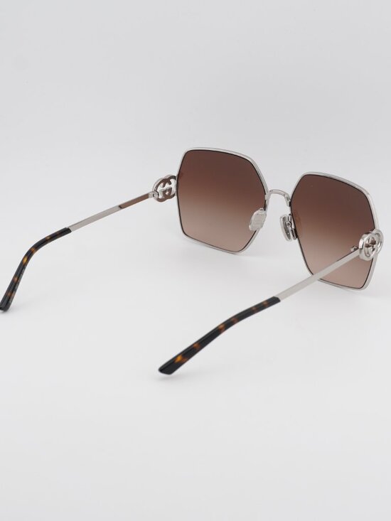 Gucci GG2163S 003 Square Sunglasses - Silver/Brown Gradient main image 9
